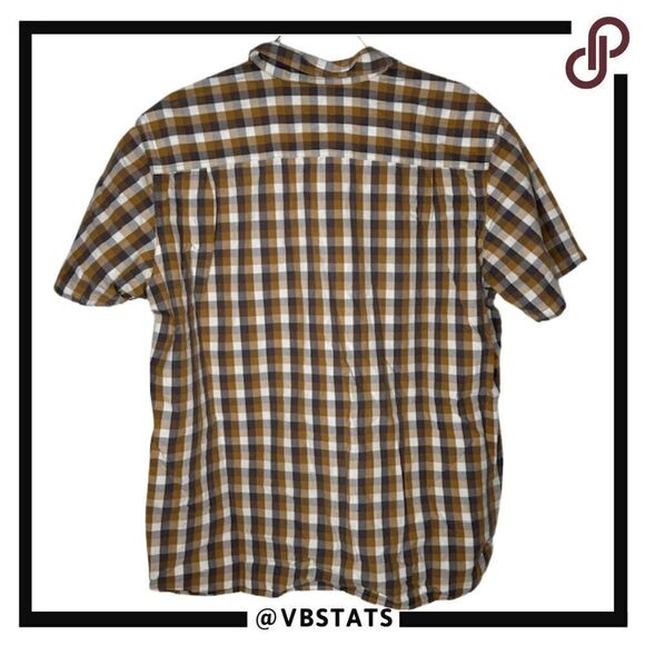 Carhartt Golden Brown / Gray / White 2XL Plaid SS Button Down Shirt - Picture 2 of 5